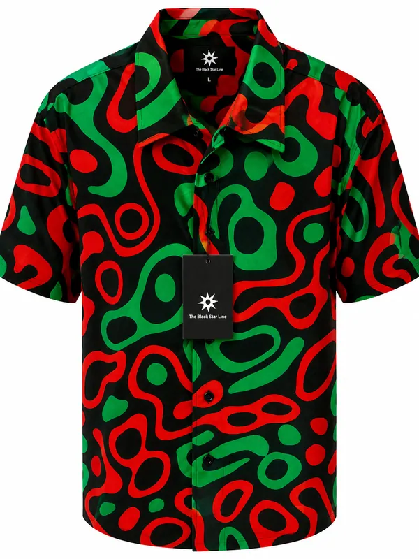 Men’s Abstract Swirl Print Short-Sleeve Shirt