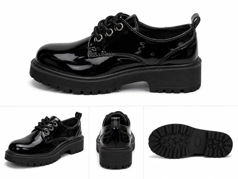 Single-strap boy school shoe