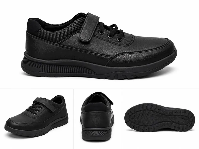 Double-strap boy school shoe