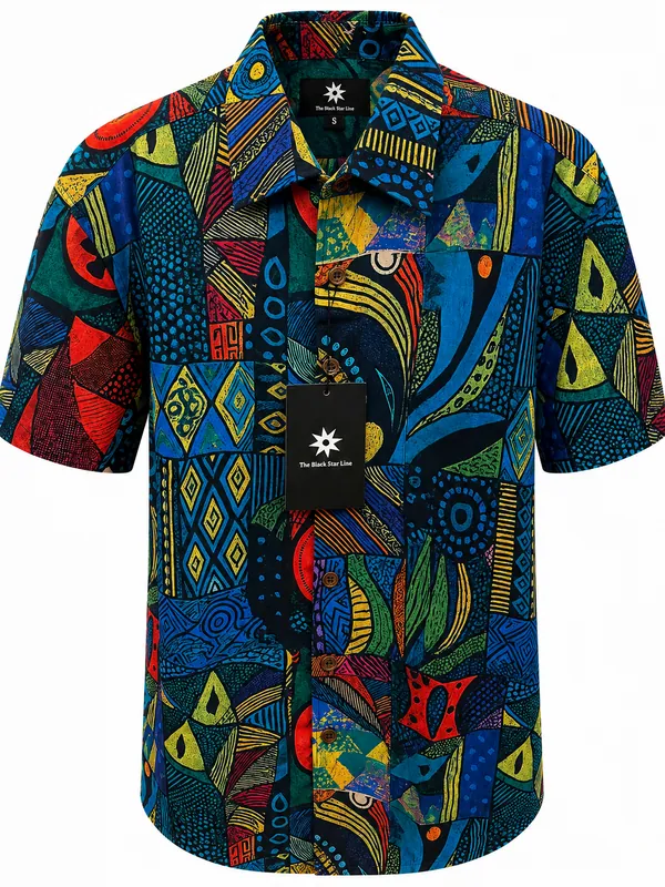 Men’s African Abstract Pattern Short-Sleeve Shirt