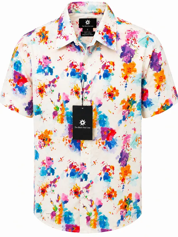 Men’s Color Splash Print Short-Sleeve Shirt