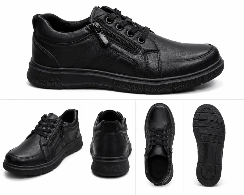 Black slip-in school shoe for boys