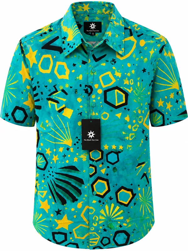 Men’s African Abstract Print Short-Sleeve Shirt
