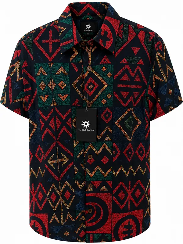 Men’s Tribal Geometric Print Short-Sleeve Shirt