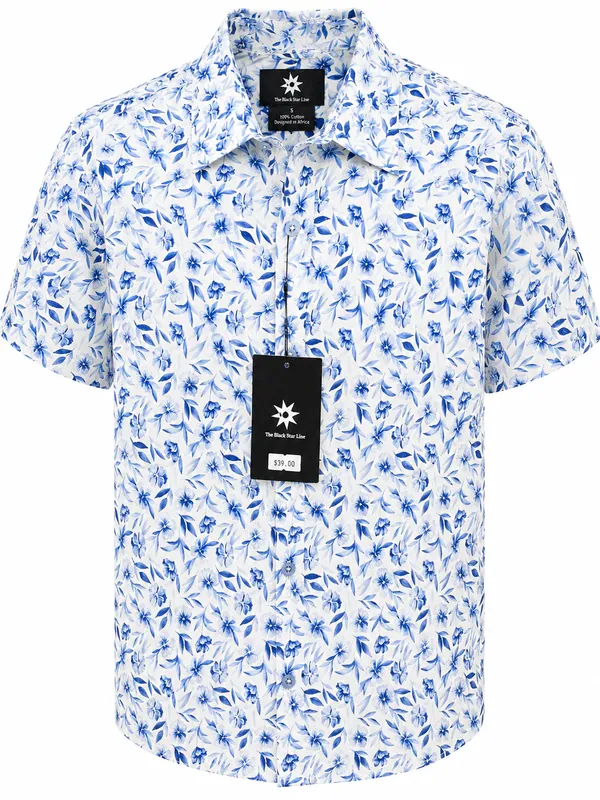 Men’s Leaf Print Short-Sleeve Shirt