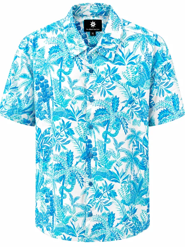 Men’s Tropical Palm Print Short-Sleeve Shirt