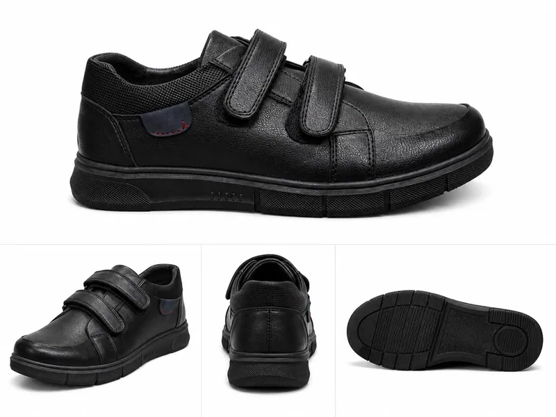 Black slip-in school shoe for boys