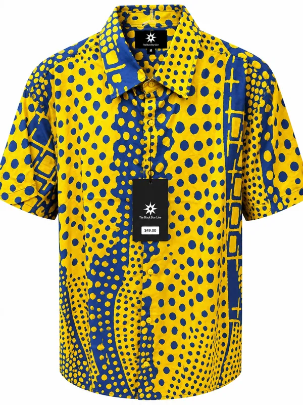 Men’s African Dot Print Short-Sleeve Shirt