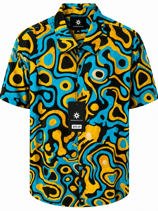 Men’s African Abstract Print Short-Sleeve Shirt