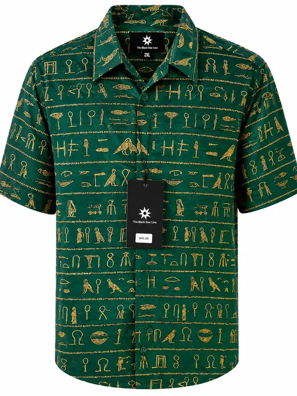 Men’s Egyptian Symbol Print Short-Sleeve Shirt
