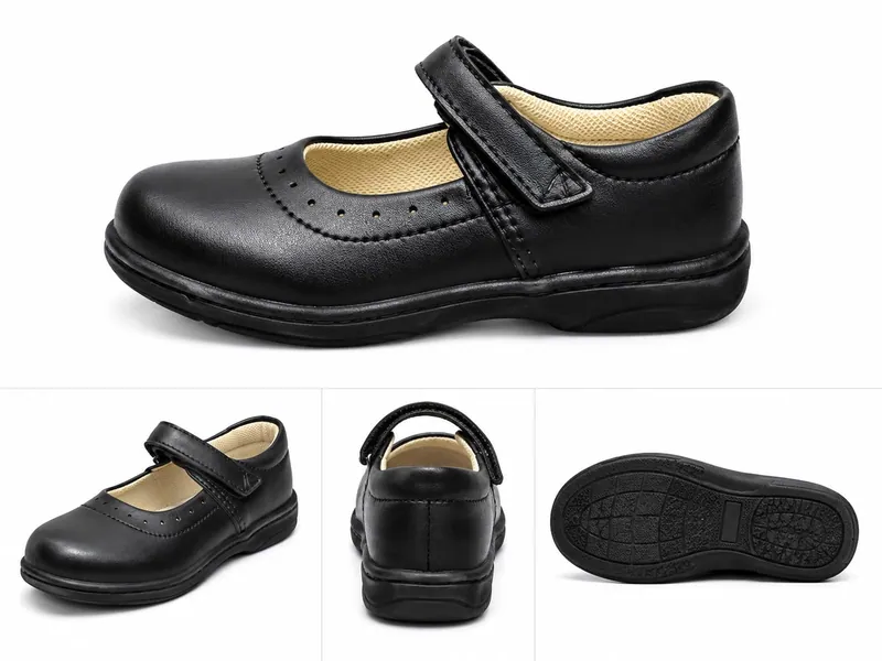 Black patent leather children loafer with laces