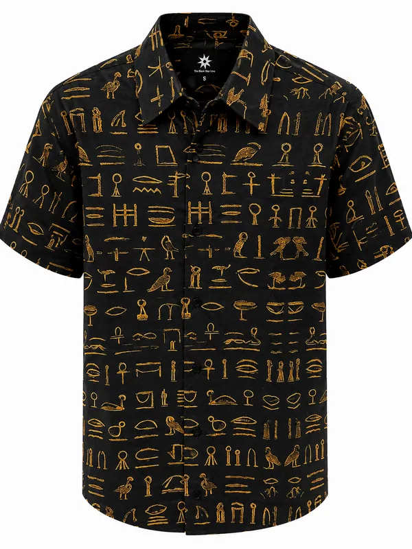 Men’s Egyptian Symbol Print Short-Sleeve Shirt