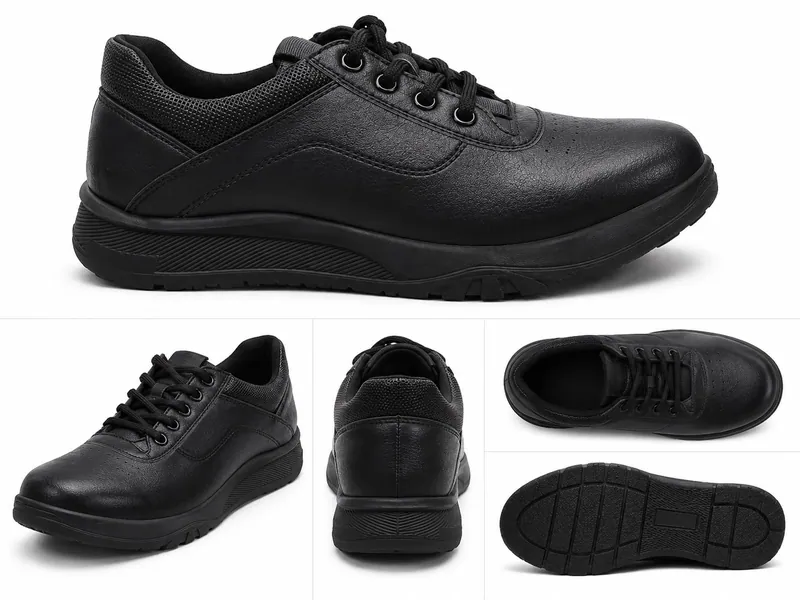 Boy school shoe with lace and zipper