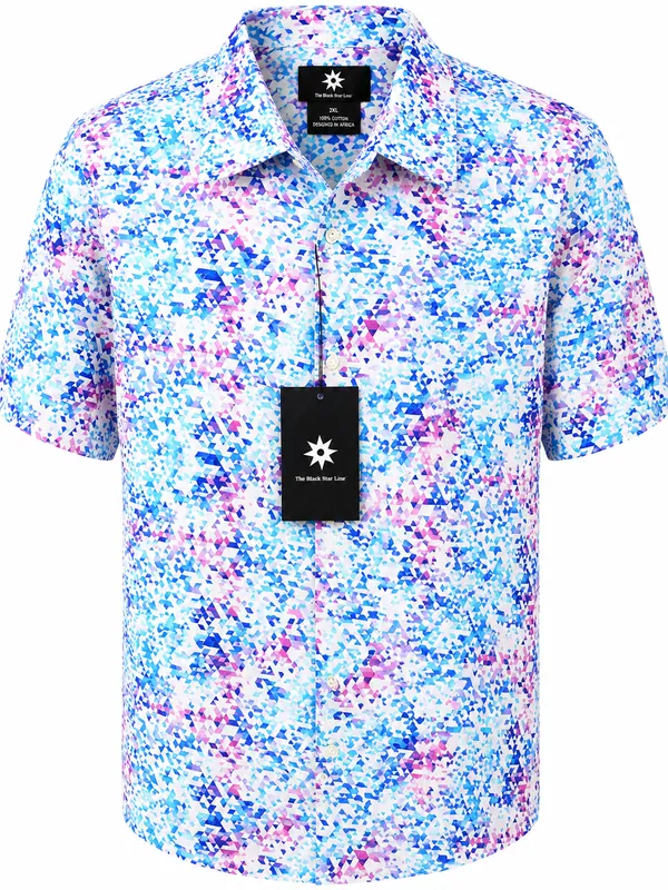 Men’s Speckled Abstract Print Short-Sleeve Shirt