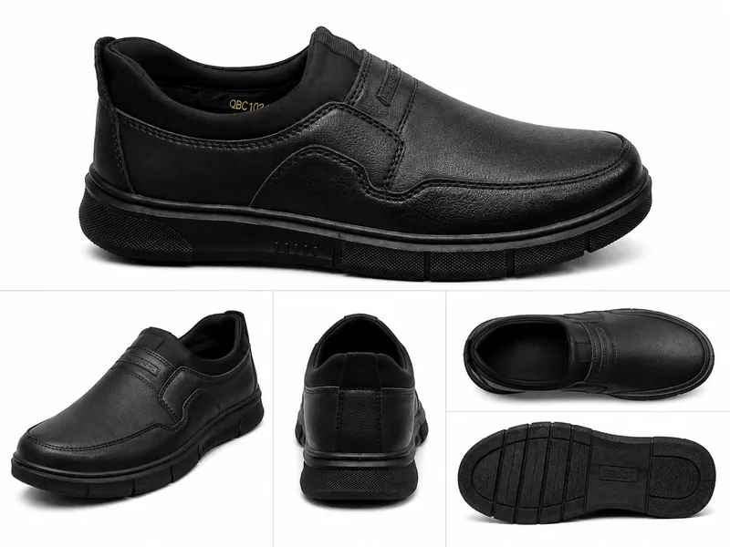 Black slip-in school shoe for boys