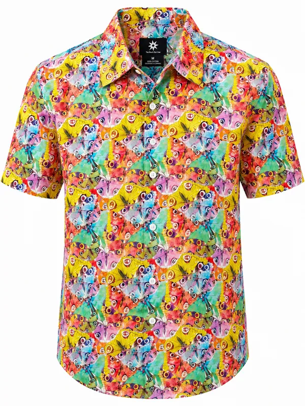 Men’s Vibrant Floral Print Short-Sleeve Shirt